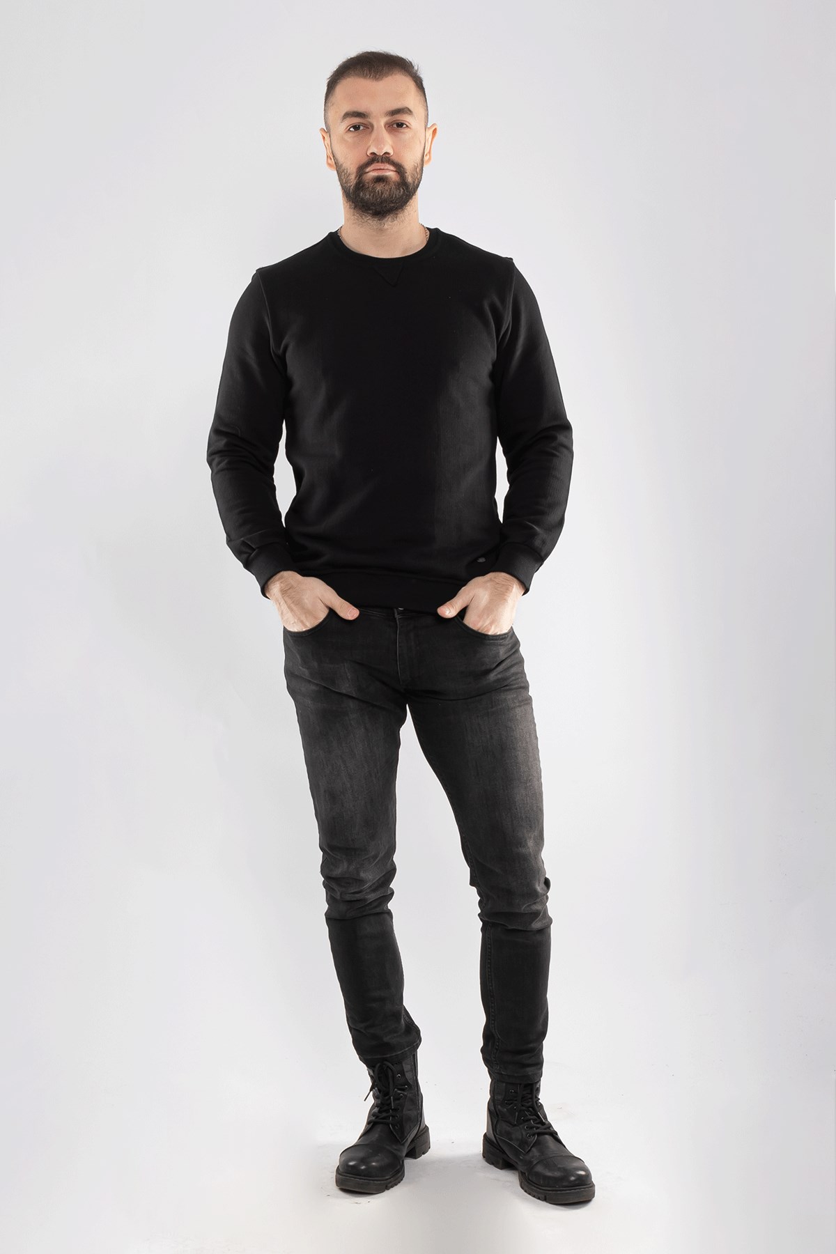 1010 Pamuklu O Yaka Örme Erkek Sweat