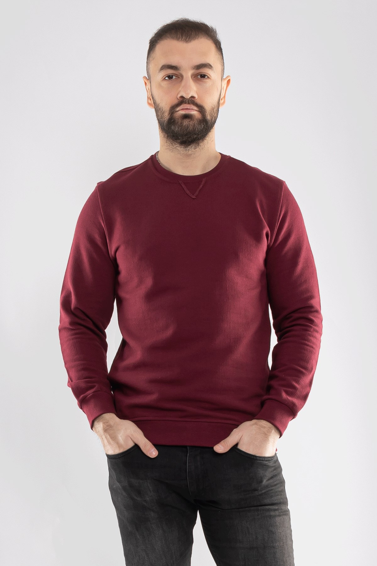 1010 Pamuklu O Yaka Örme Erkek Sweat