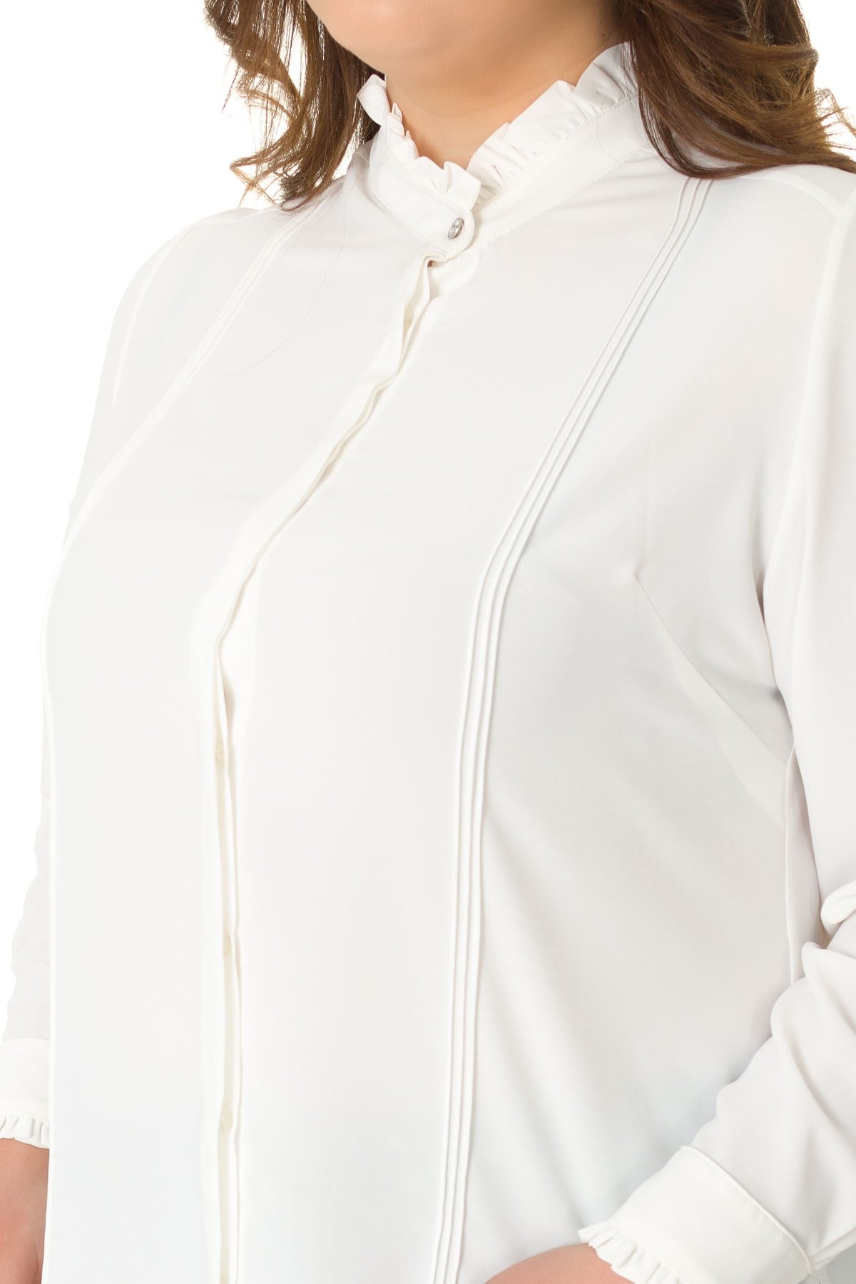 1018 DİKYAKA FIRFIRLI KREP GÖMLEK