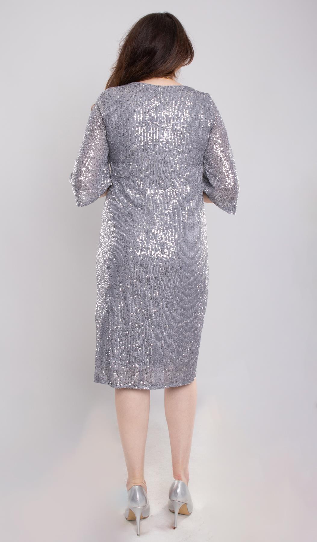 105 Büyük Beden Vyaka Pulpayet Truvakar Kol Kısa Elbise