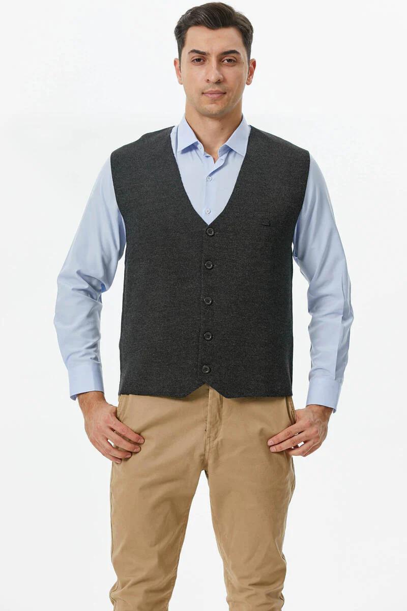 10575 Klasik Triko Düğmeli Erkek Yelek