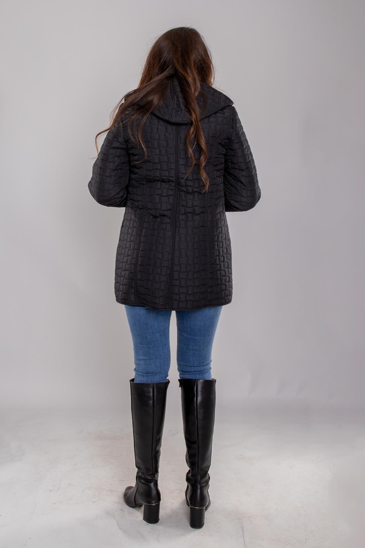 1059 Büyük Beden İçi Kürklü Kapitone Kadın Mont