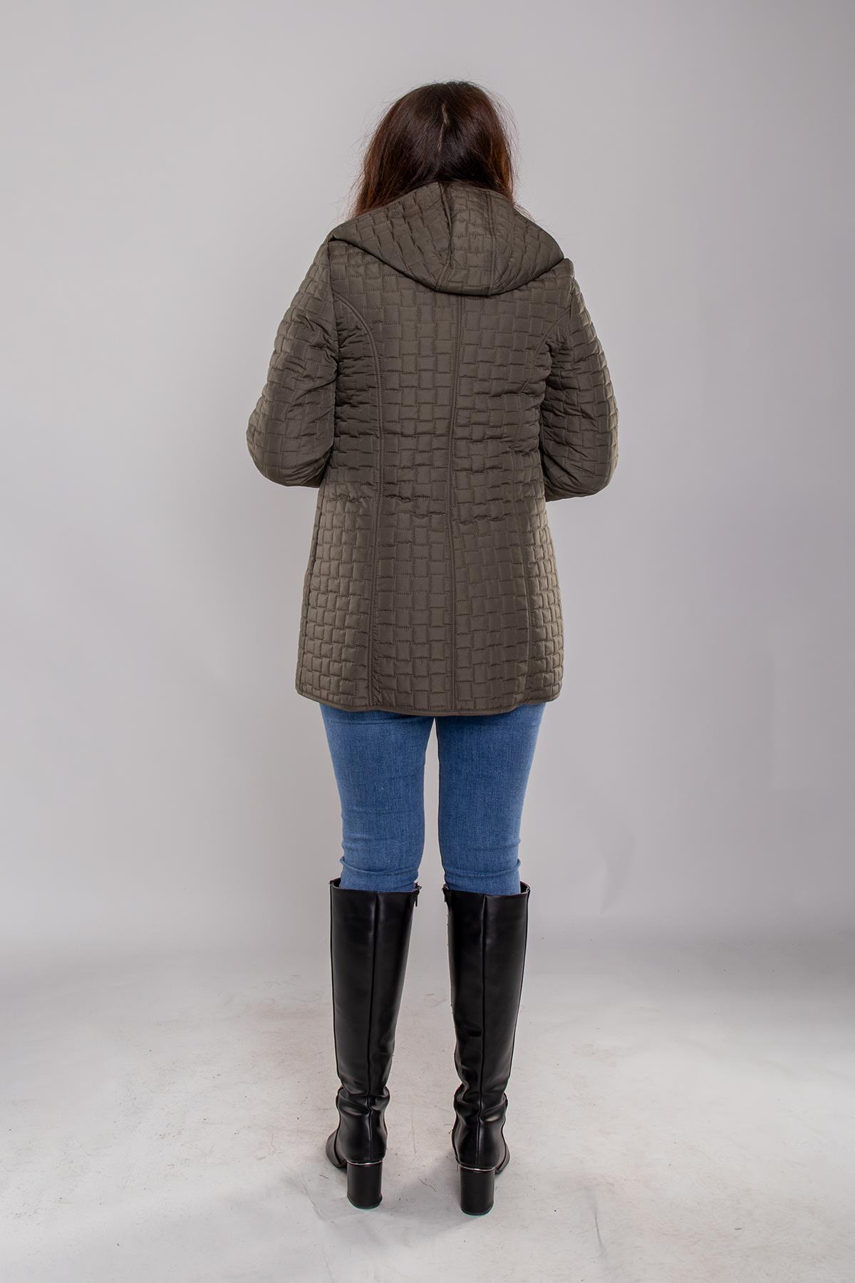 1059 Büyük Beden İçi Kürklü Kapitone Kadın Mont