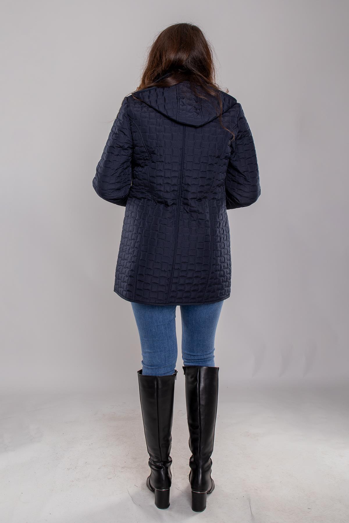 1059 Büyük Beden İçi Kürklü Kapitone Kadın Mont