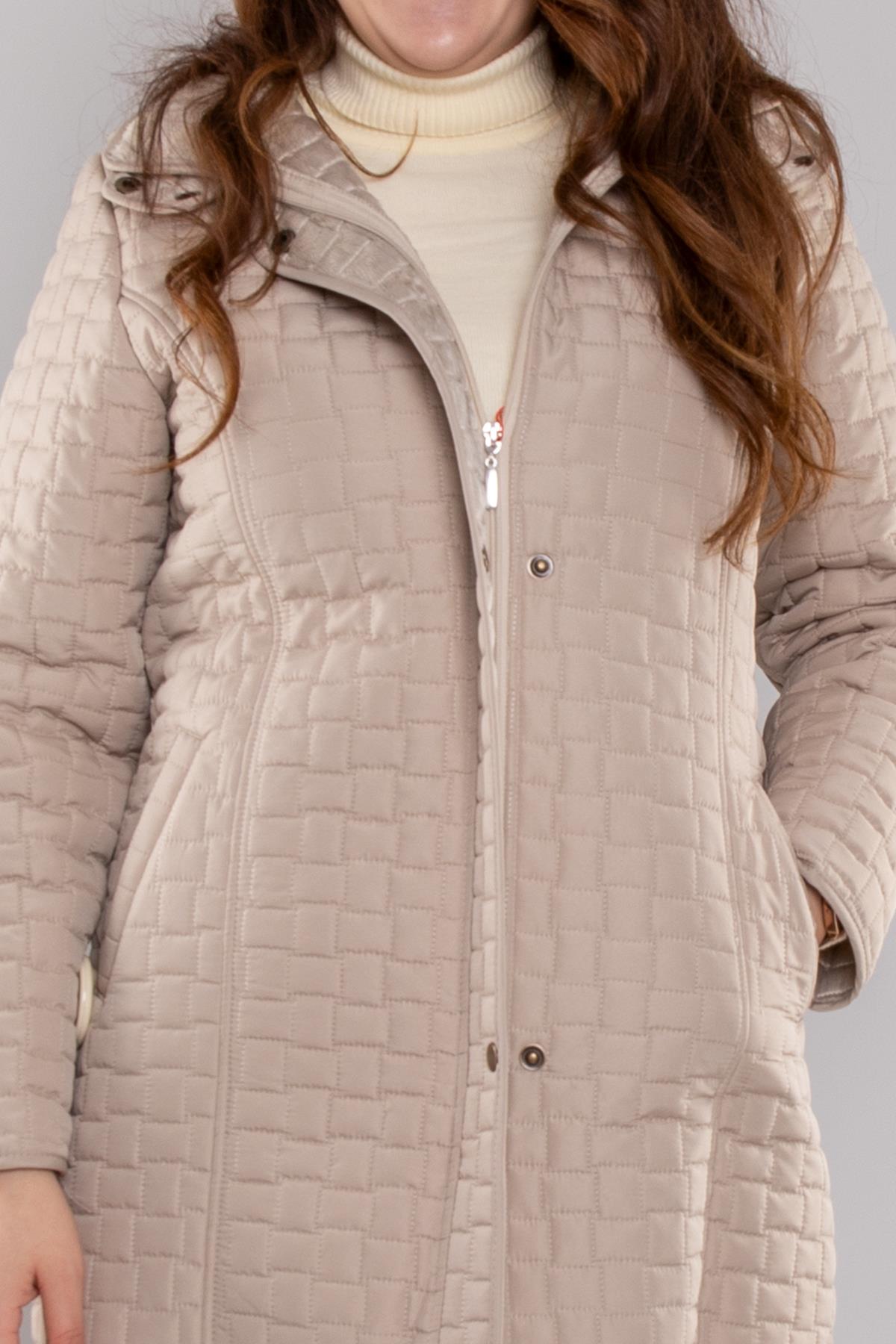 1059 Büyük Beden İçi Kürklü Kapitone Kadın Mont