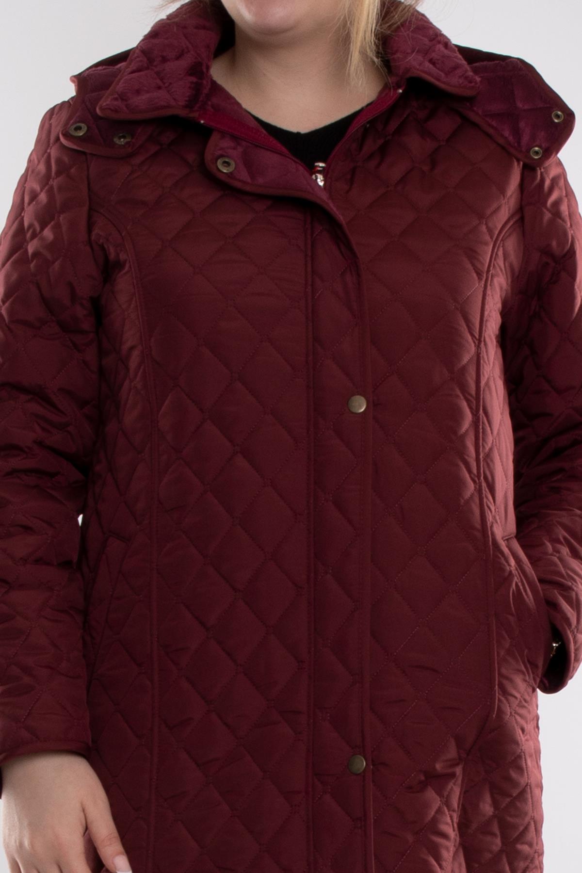 1059 Büyük Beden İçi Kürklü Kapitone Kadın Mont