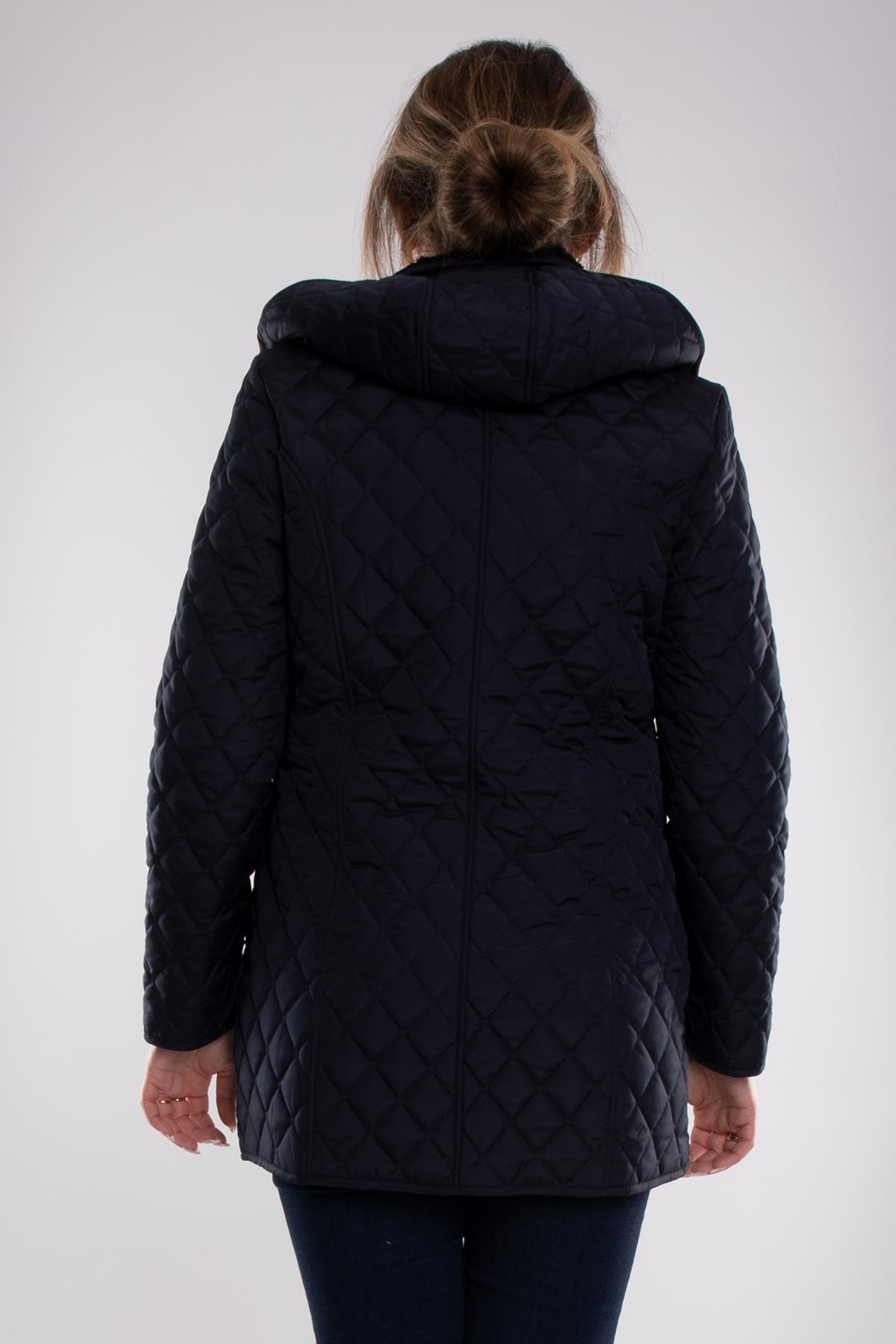 1060 Battal Beden İçi Kürklü Kapitone Kadın Mont