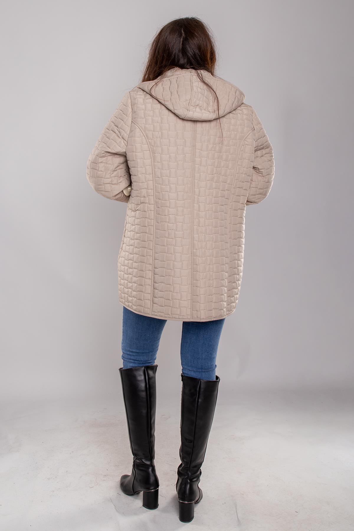 1060 Battal Beden İçi Kürklü Kapitone Kadın Mont