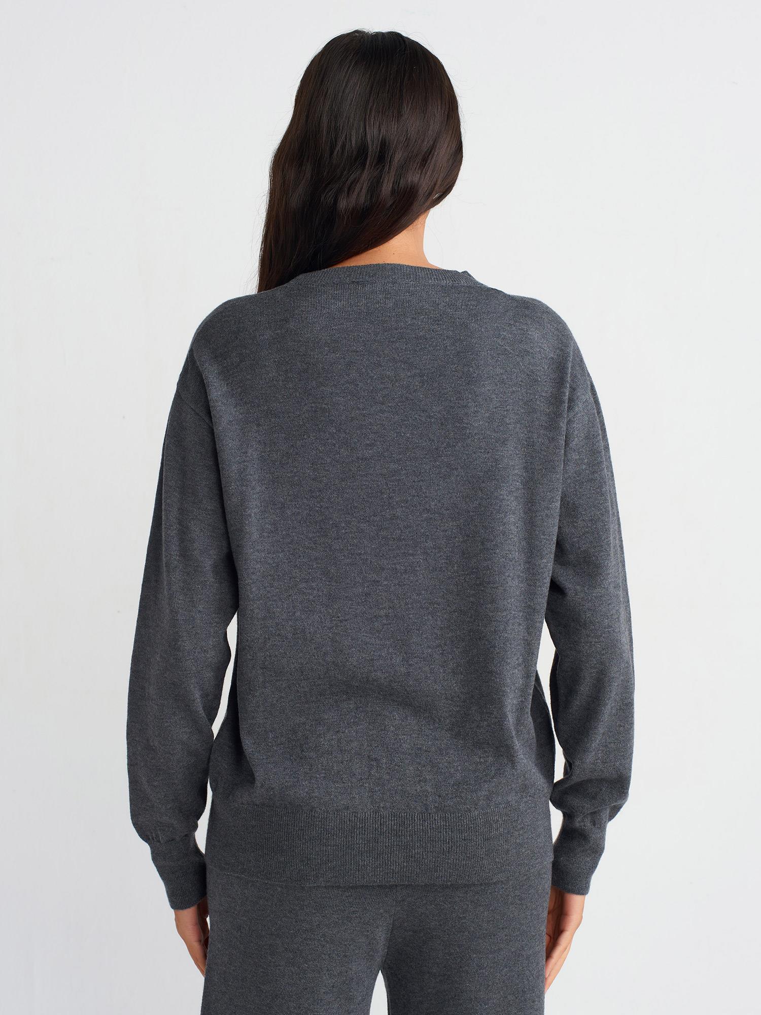 10633 Bisiklet Yaka Yünlü Basic Triko Kazak