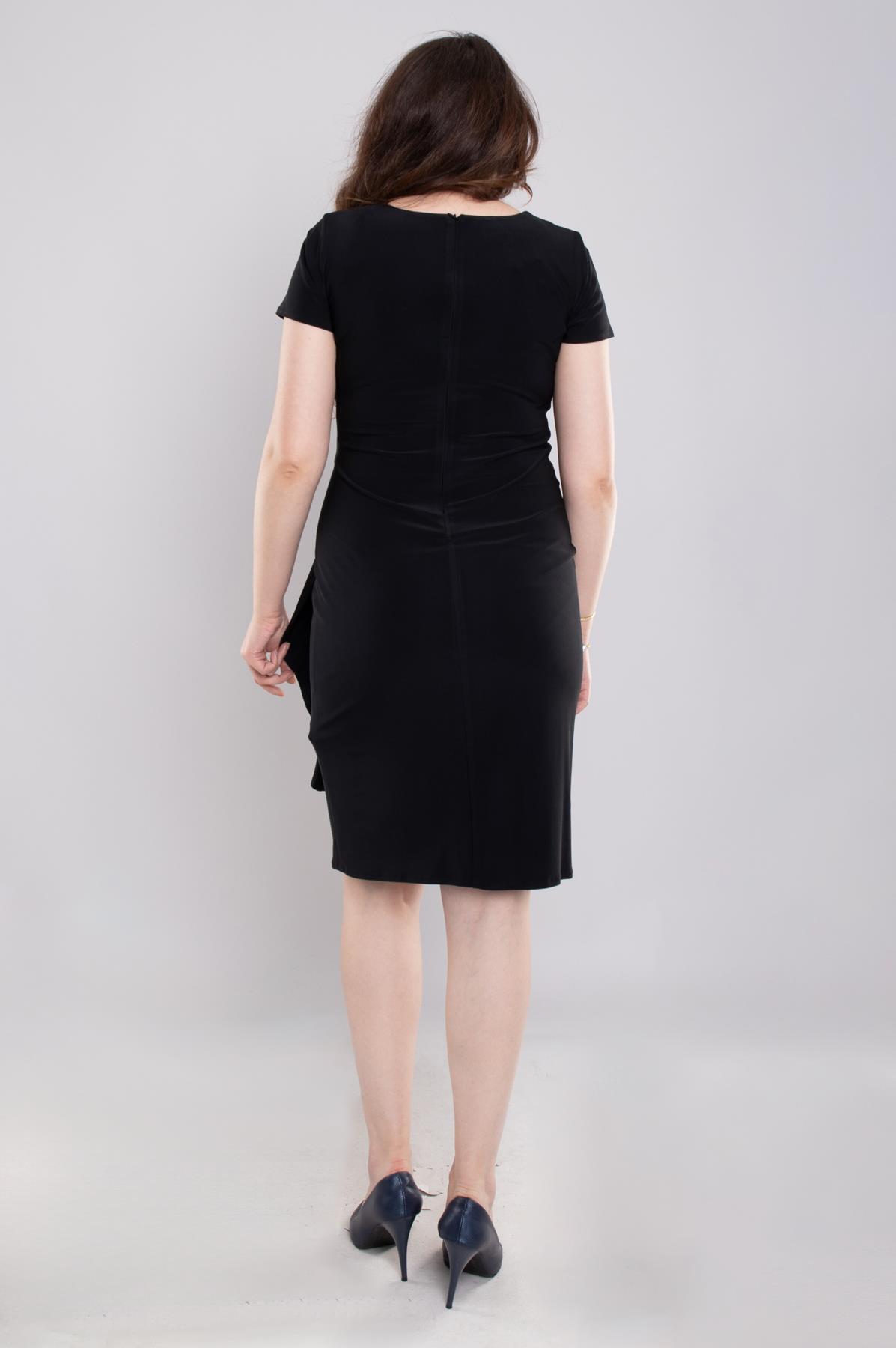 107 Büyük Beden Yandan Geçmeli Vyaka Drape Kısa Buzi Elbise