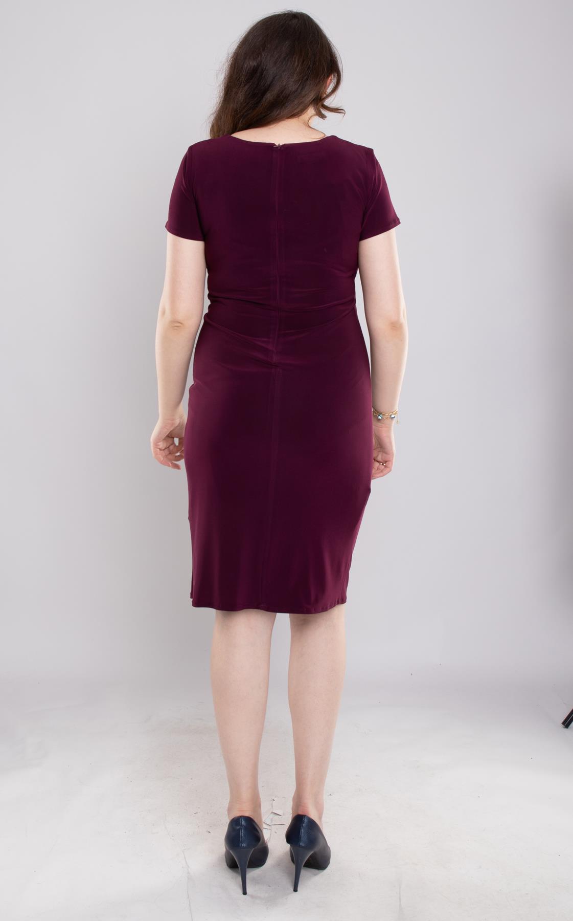 107 Büyük Beden Yandan Geçmeli Vyaka Drape Kısa Buzi Elbise