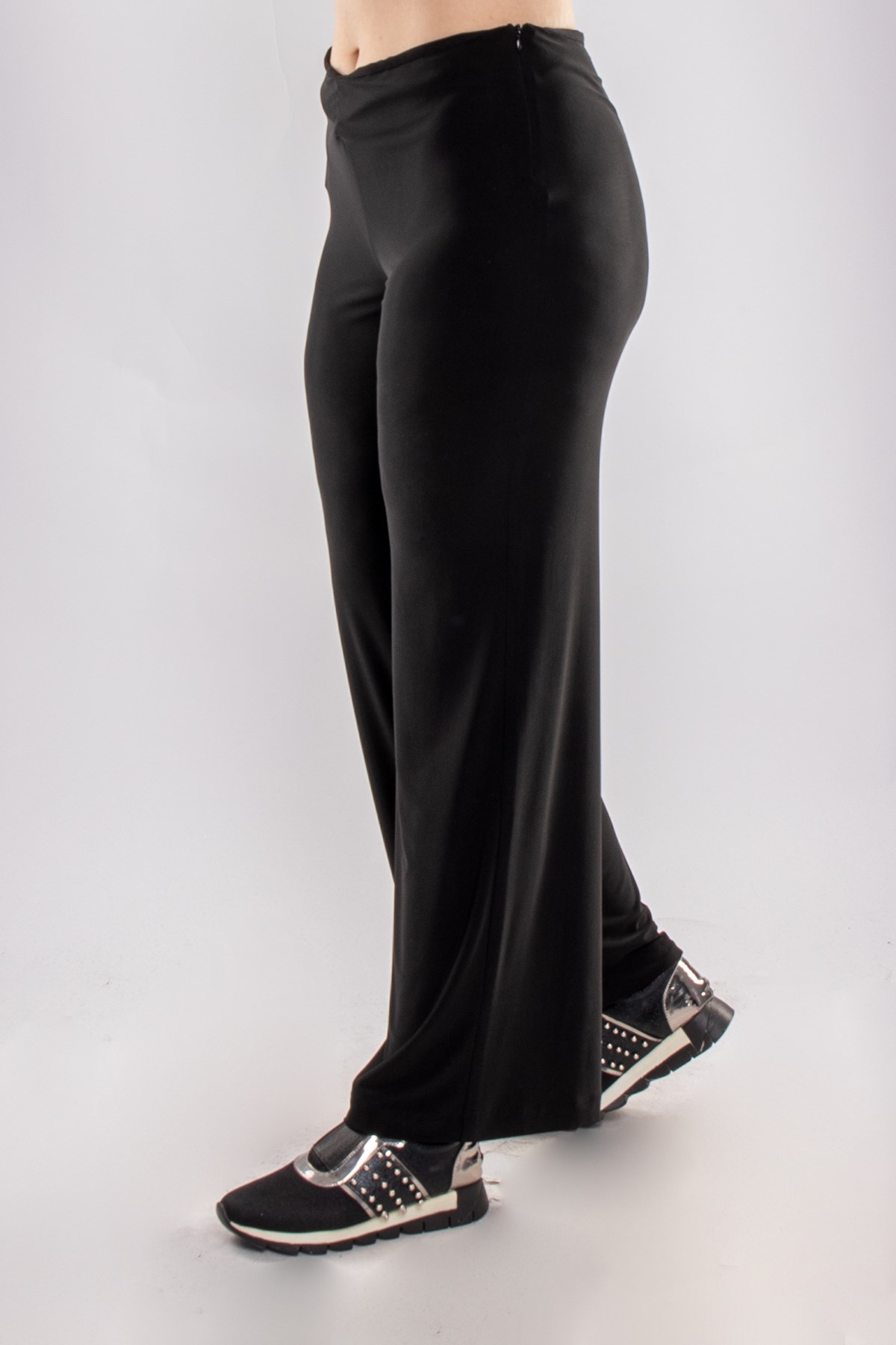 11688 Büyük Beden YükselBel Buzi Bol Paça Pantolon