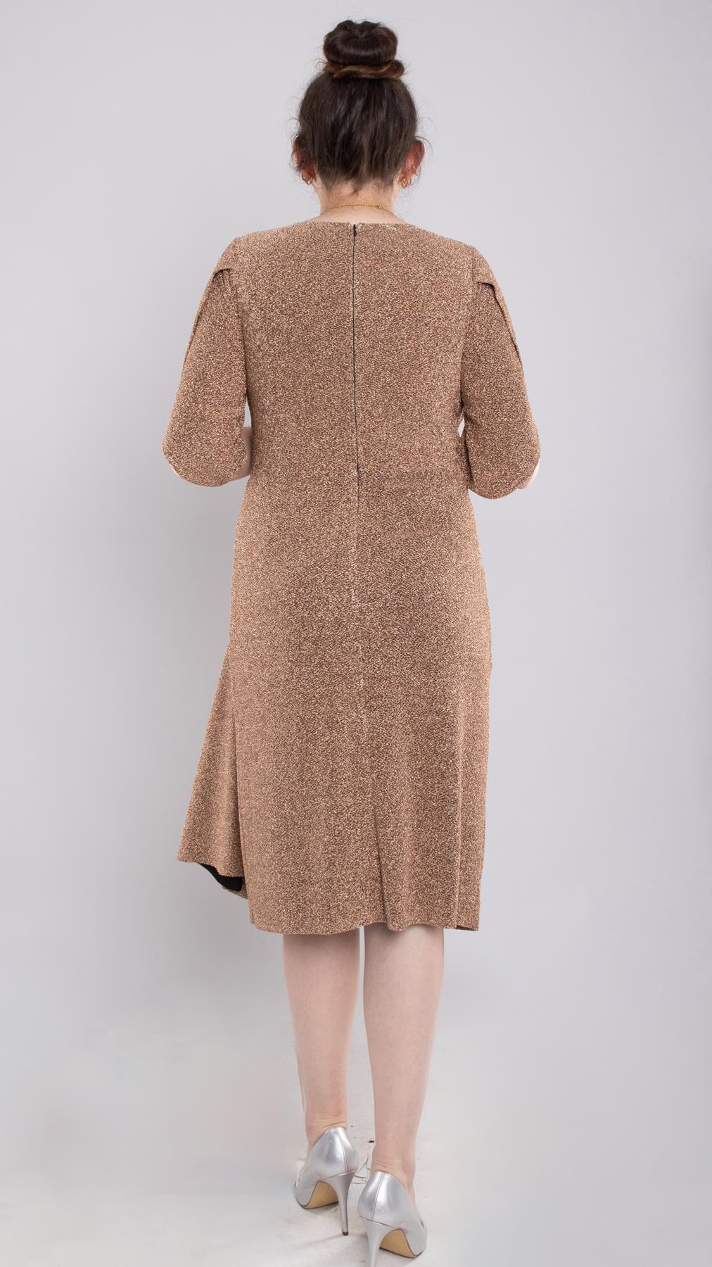 118(102) Büyük Beden Simli Yanı Sudamla Tokalı Kısa Elbise