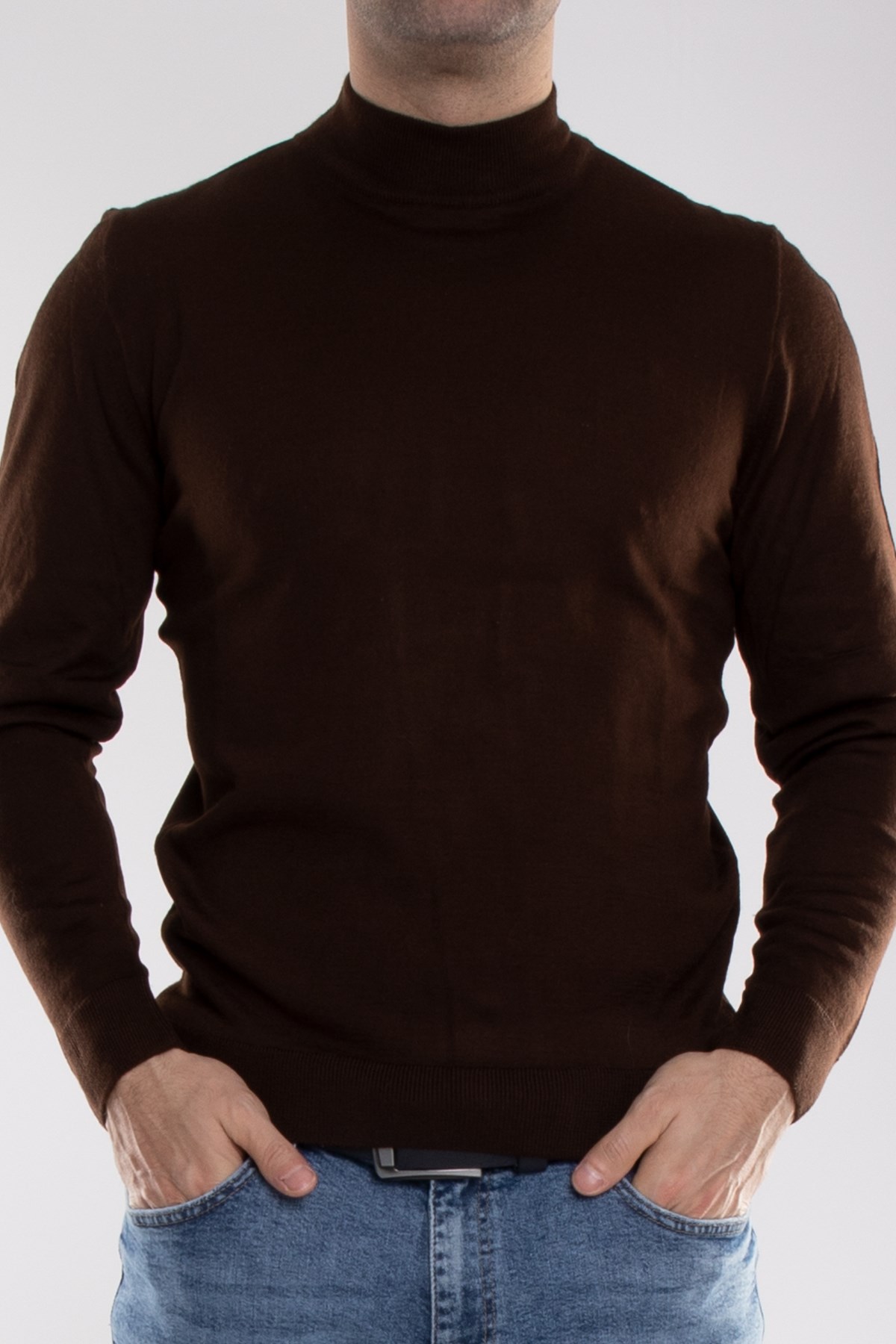 12108 Yarım Balıkçı Yünlü Triko Erkek Kazak