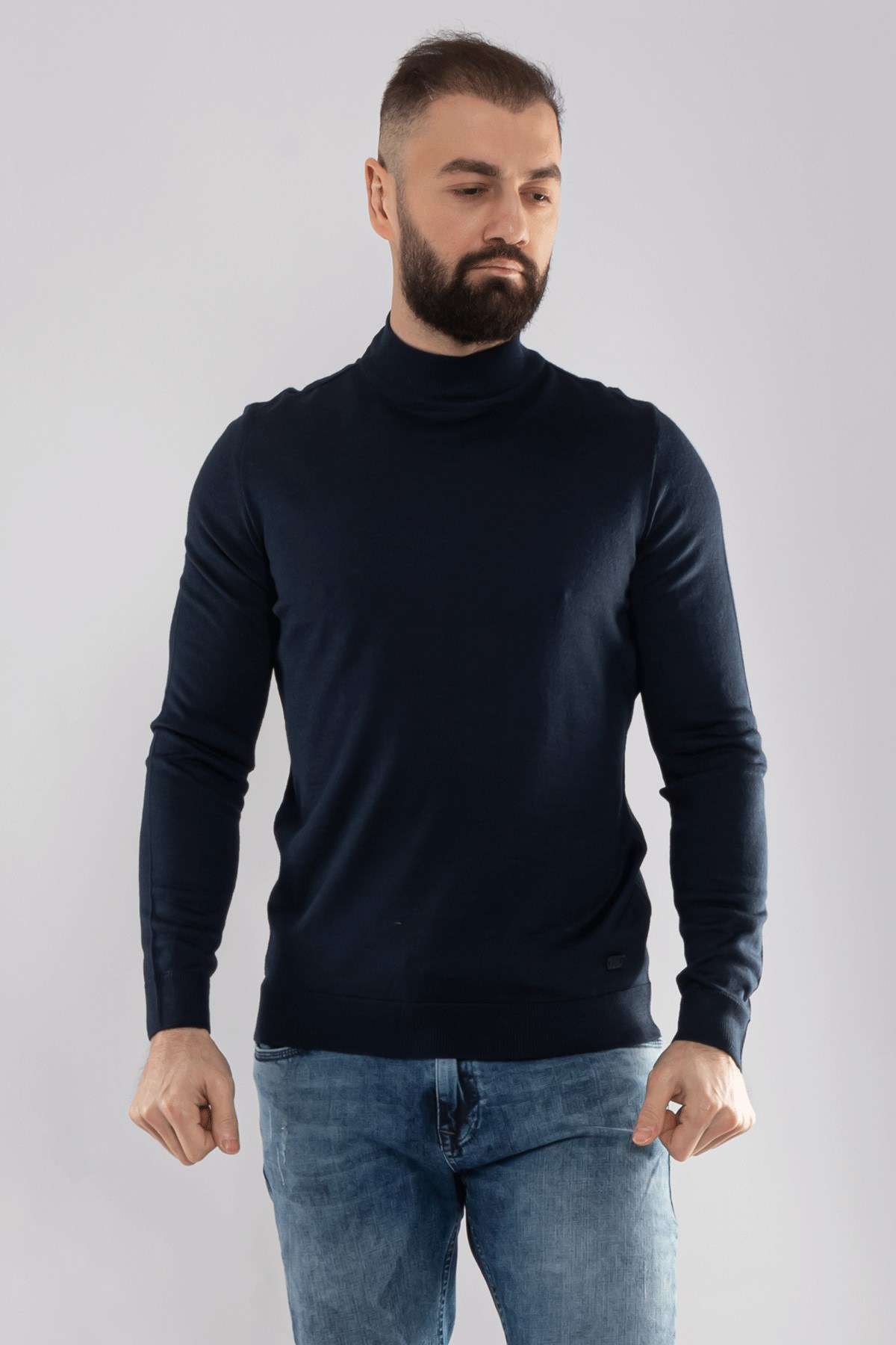 12108 Yarım Balıkçı Yünlü Triko Erkek Kazak