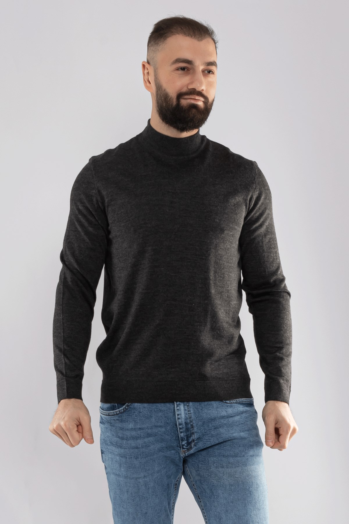 12108 Yarım Balıkçı Yünlü Triko Erkek Kazak