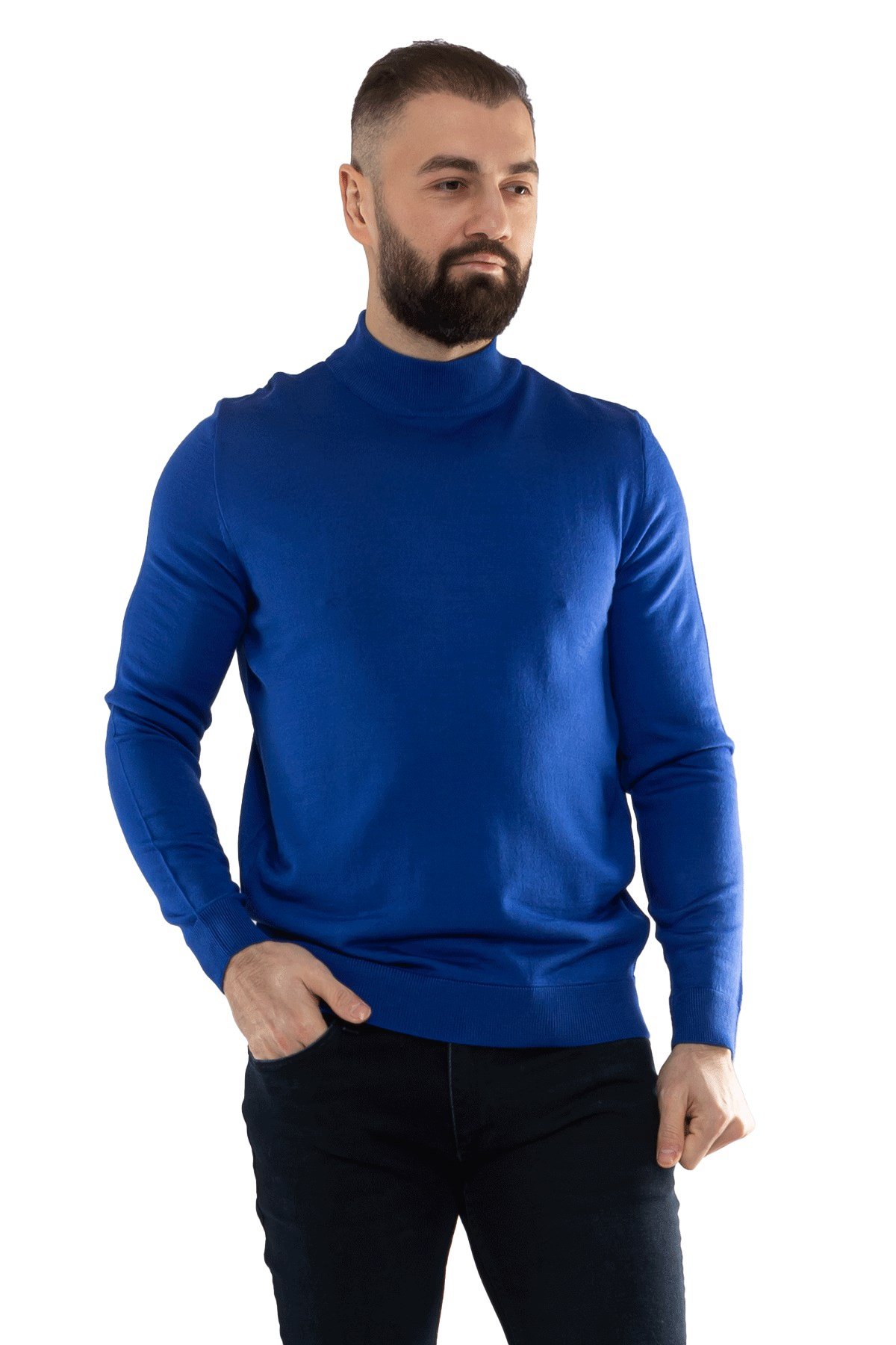 12108 Yarım Balıkçı Yünlü Triko Kazak