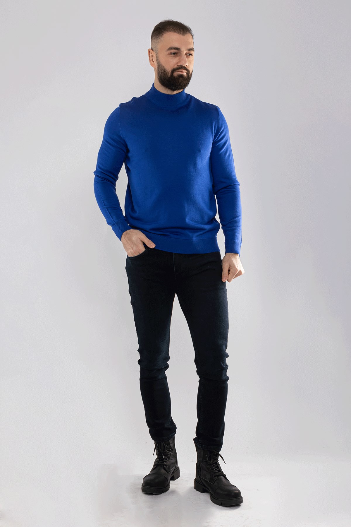 12108 Yarım Balıkçı Yünlü Triko Kazak