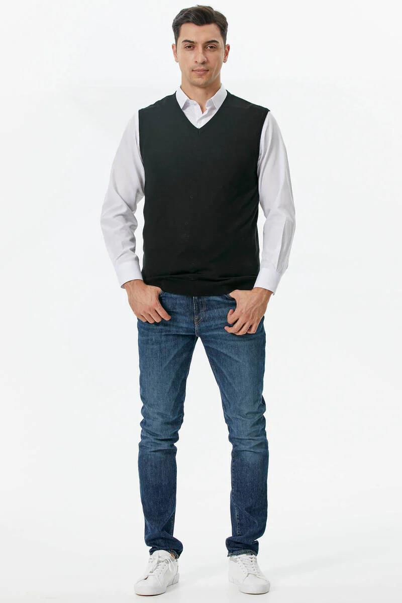 12109 Yünlü V Yaka Erkek Triko Süveter