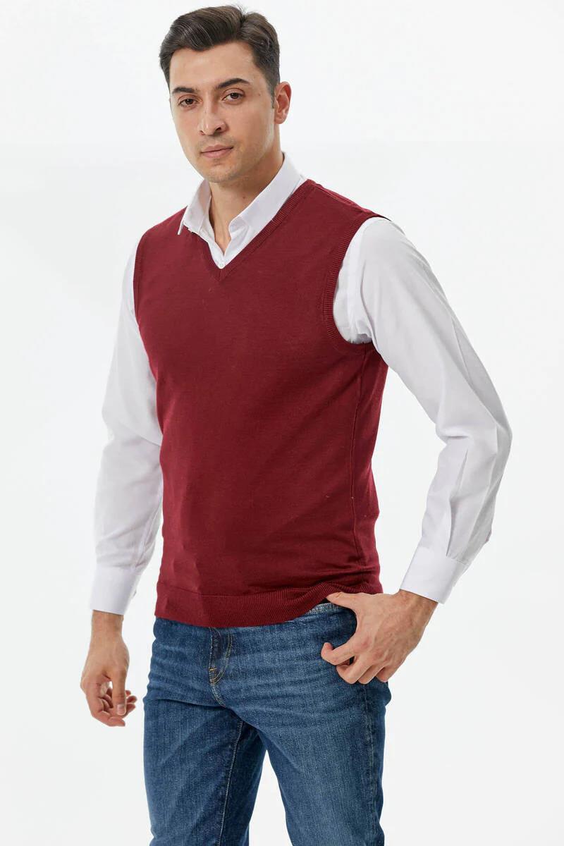 12109 Yünlü V Yaka Erkek Triko Süveter