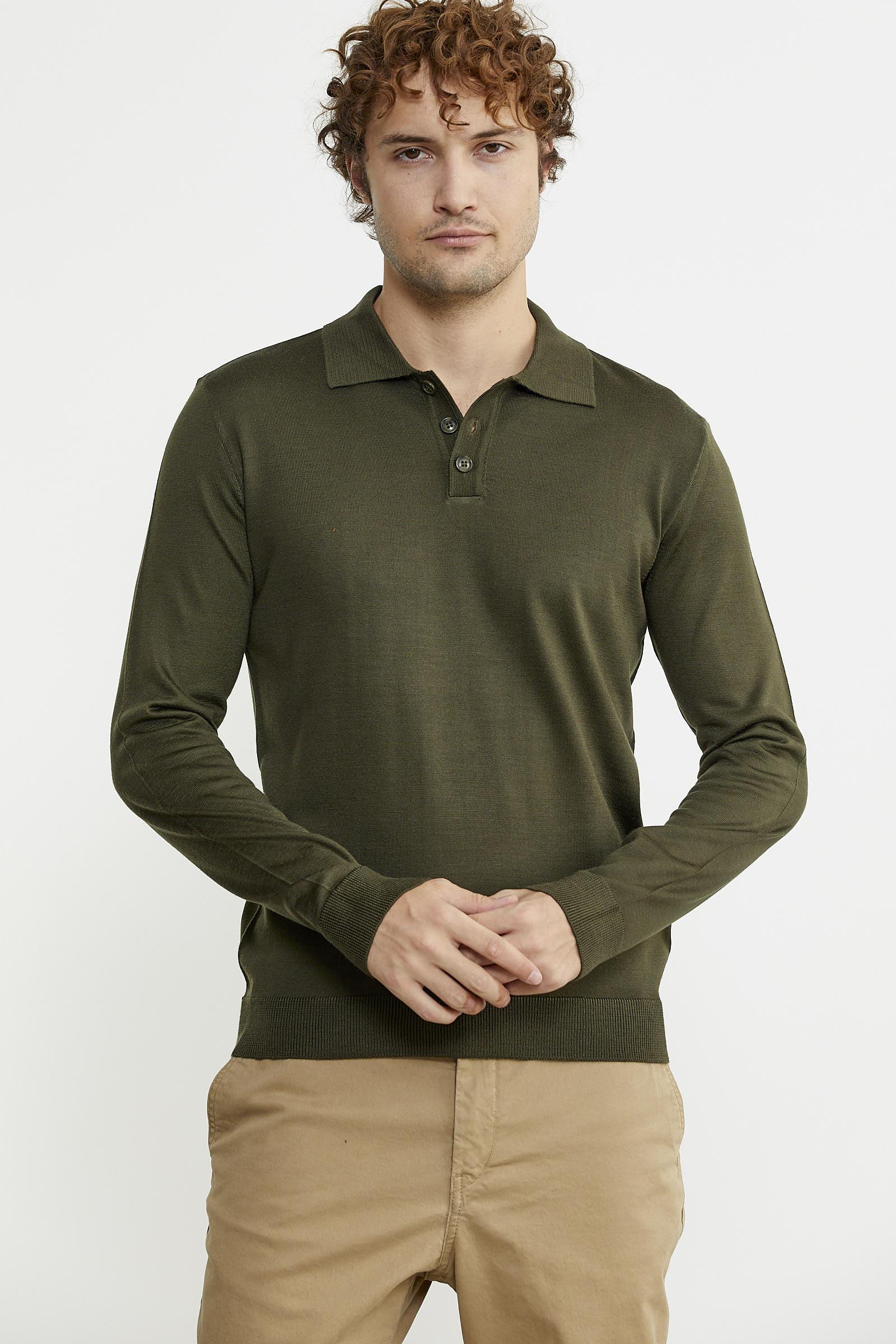 12120 Polo Yaka Düğmeli Triko Kazak