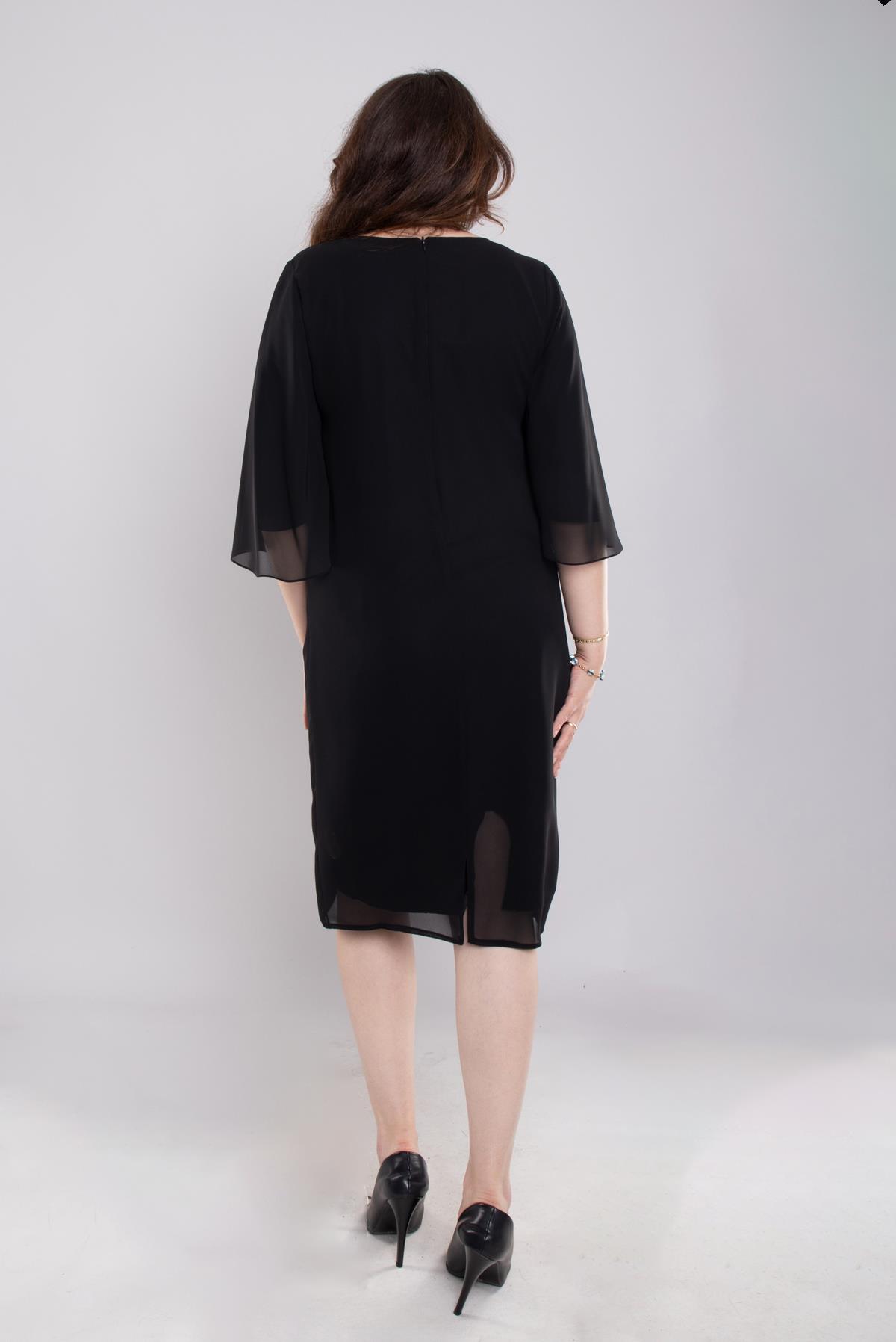 125 Büyük Beden Vyaka Şerit Taş Kolyeli Kısa Şifopn Elbise