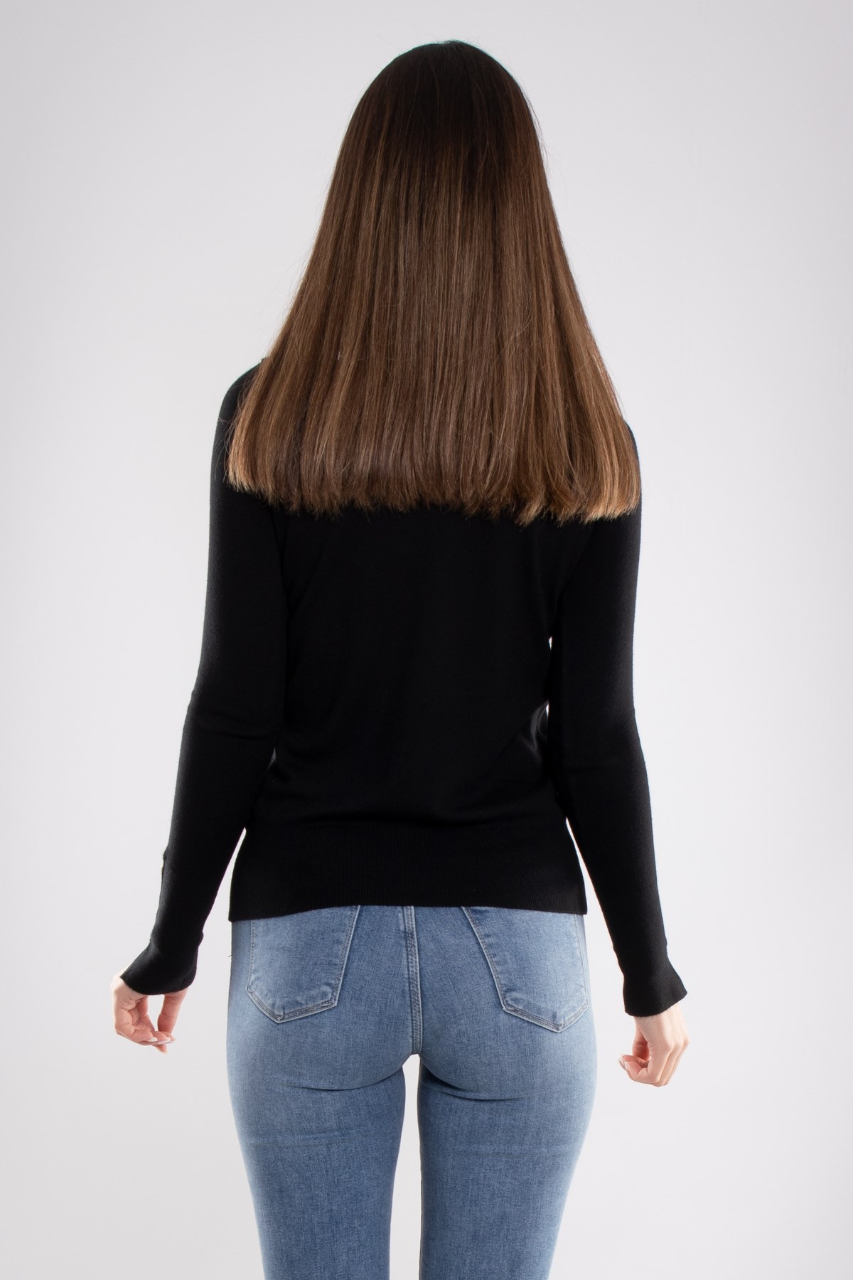 1267 Bisiklet Yaka Kol Ortası Droplu Kadın Kazak