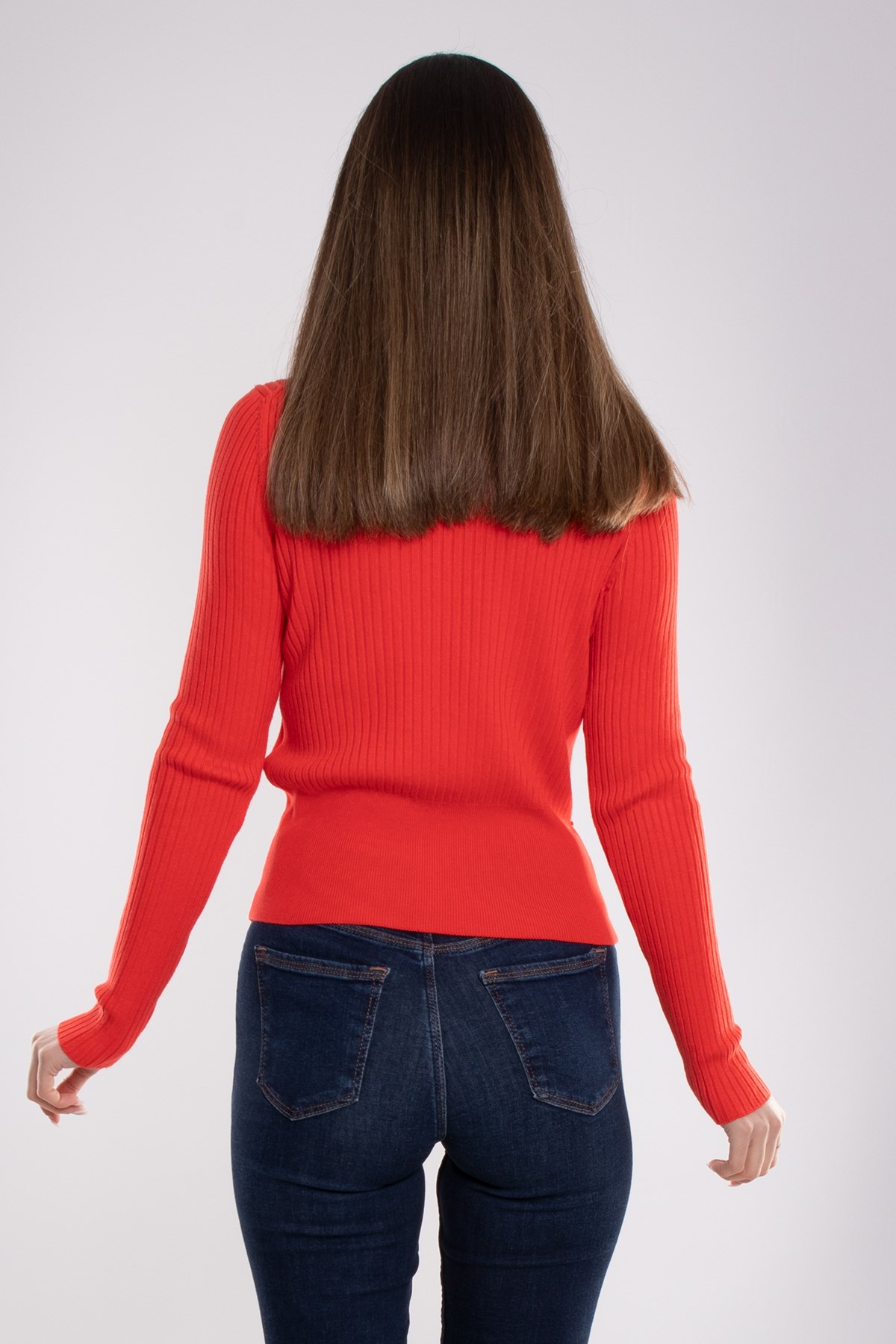 1297 Balıkçı Yaka Fitilli Basic Kadın Kazak