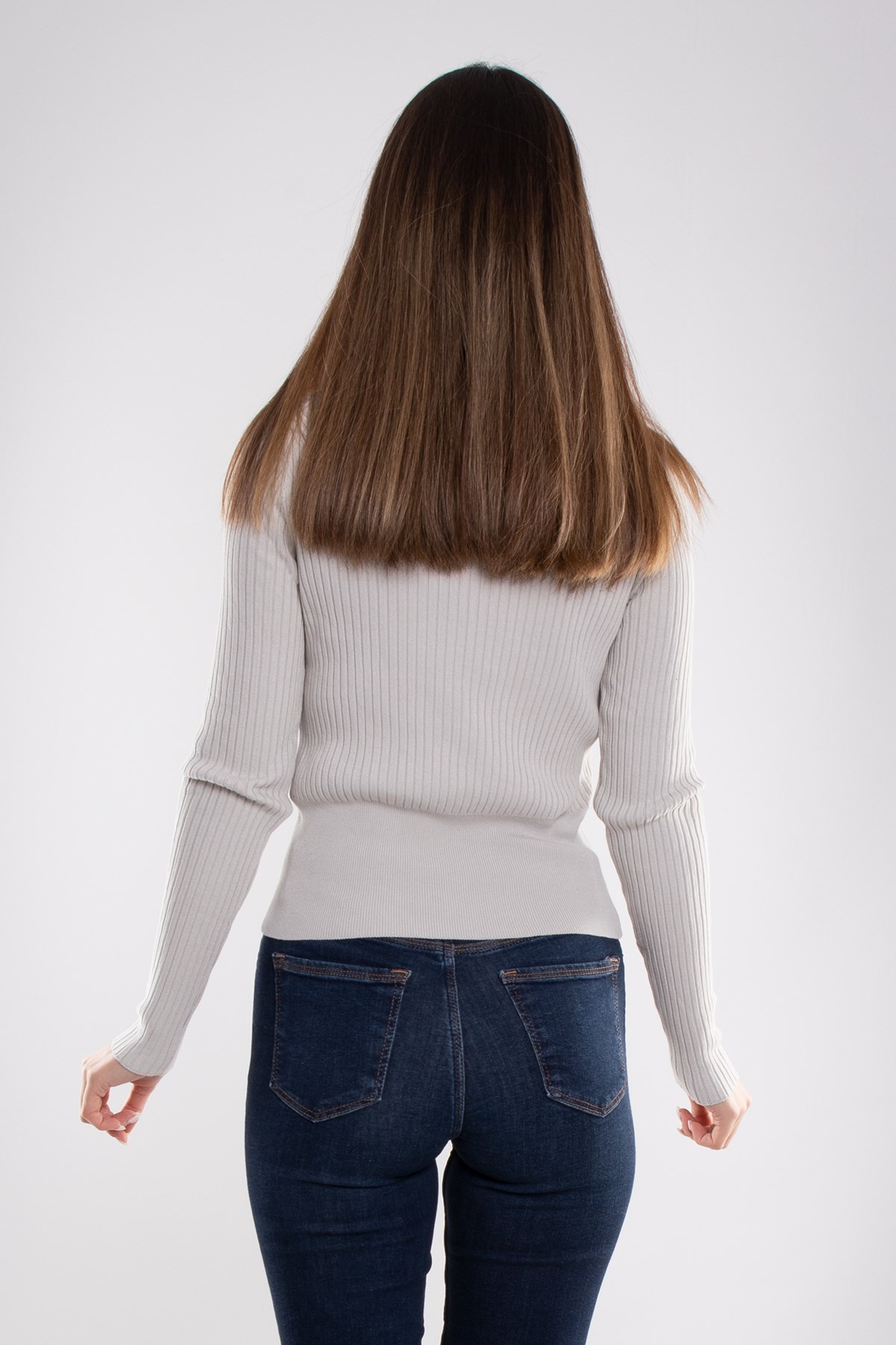 1297 Balıkçı Yaka Fitilli Basic Kadın Kazak