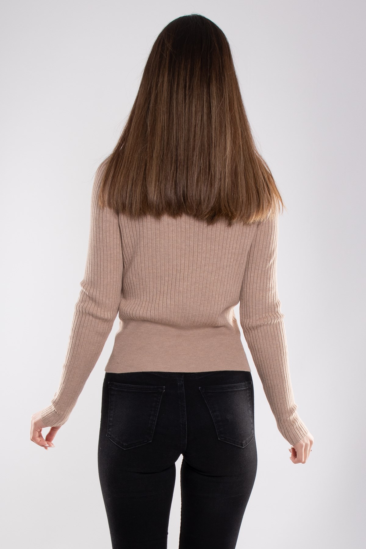 1297 Balıkçı Yaka Fitilli Basic Kadın Kazak