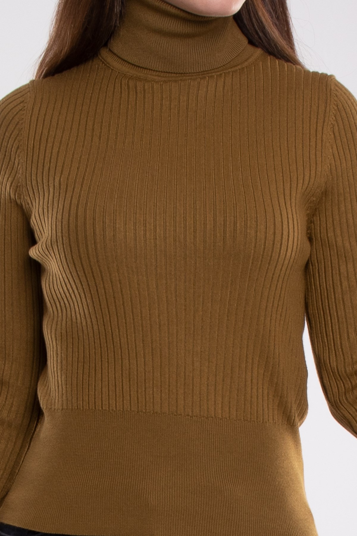 1297 Balıkçı Yaka Fitilli Basic Kadın Kazak