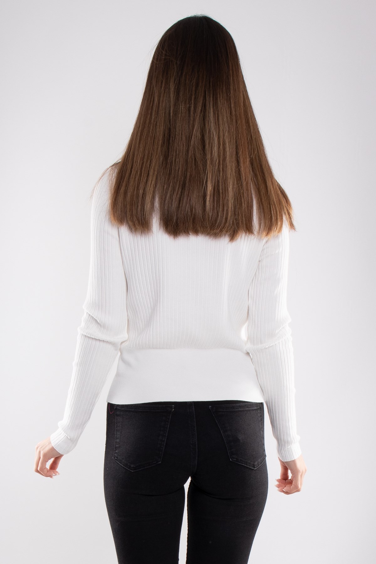 1297 Balıkçı Yaka Fitilli Basic Kadın Kazak