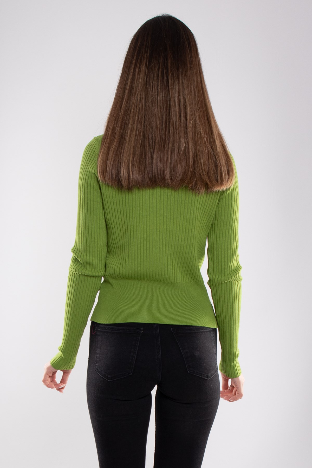 1297 Balıkçı Yaka Fitilli Basic Kadın Kazak