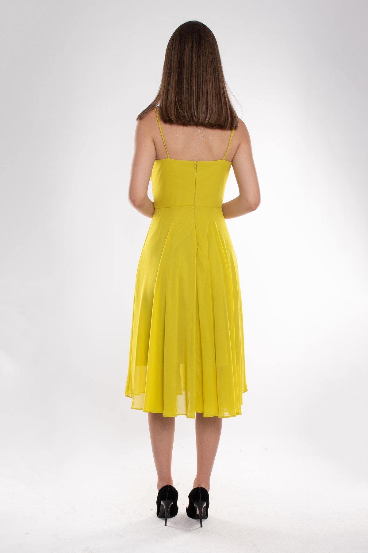 1303 Önü Degrade Kısa Şifon Elbise