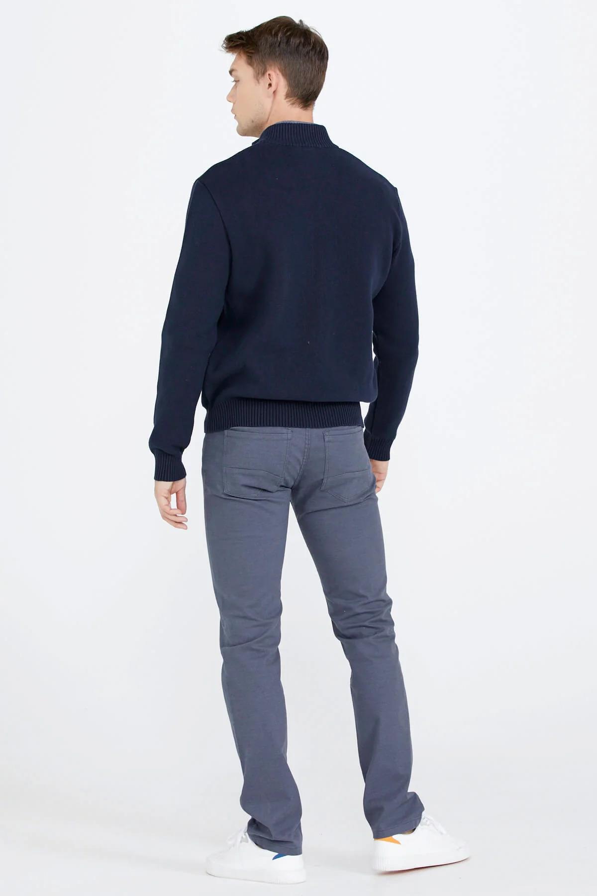 14242 Nakış Detaylı Cepli Erkek Triko Ceket