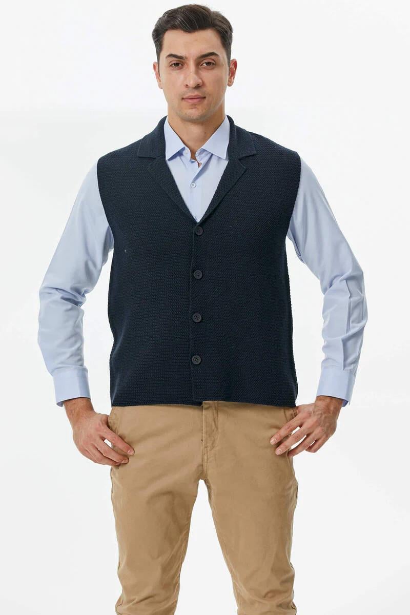 14246 Polo Yaka Düğmeli Erkek Yelek