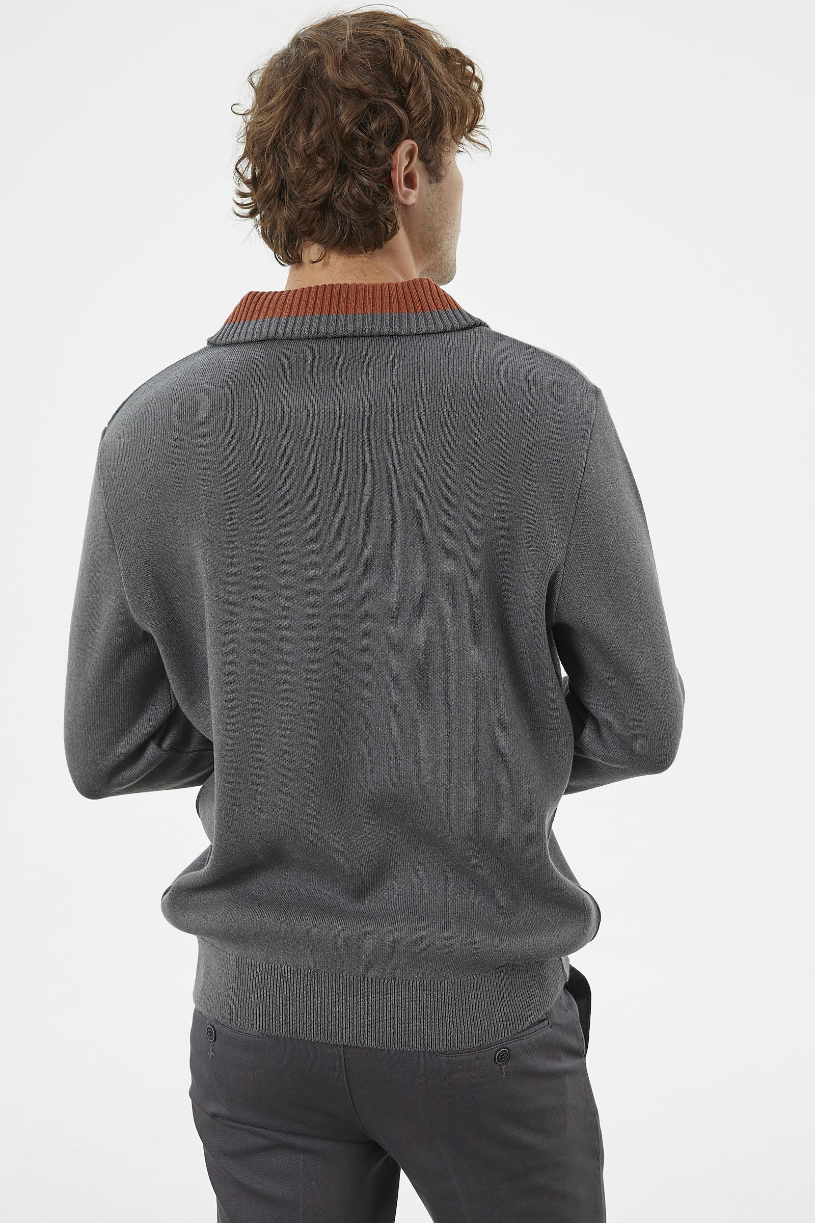 14252 Dik Yaka Fermuarlı Triko Erkek Kazak