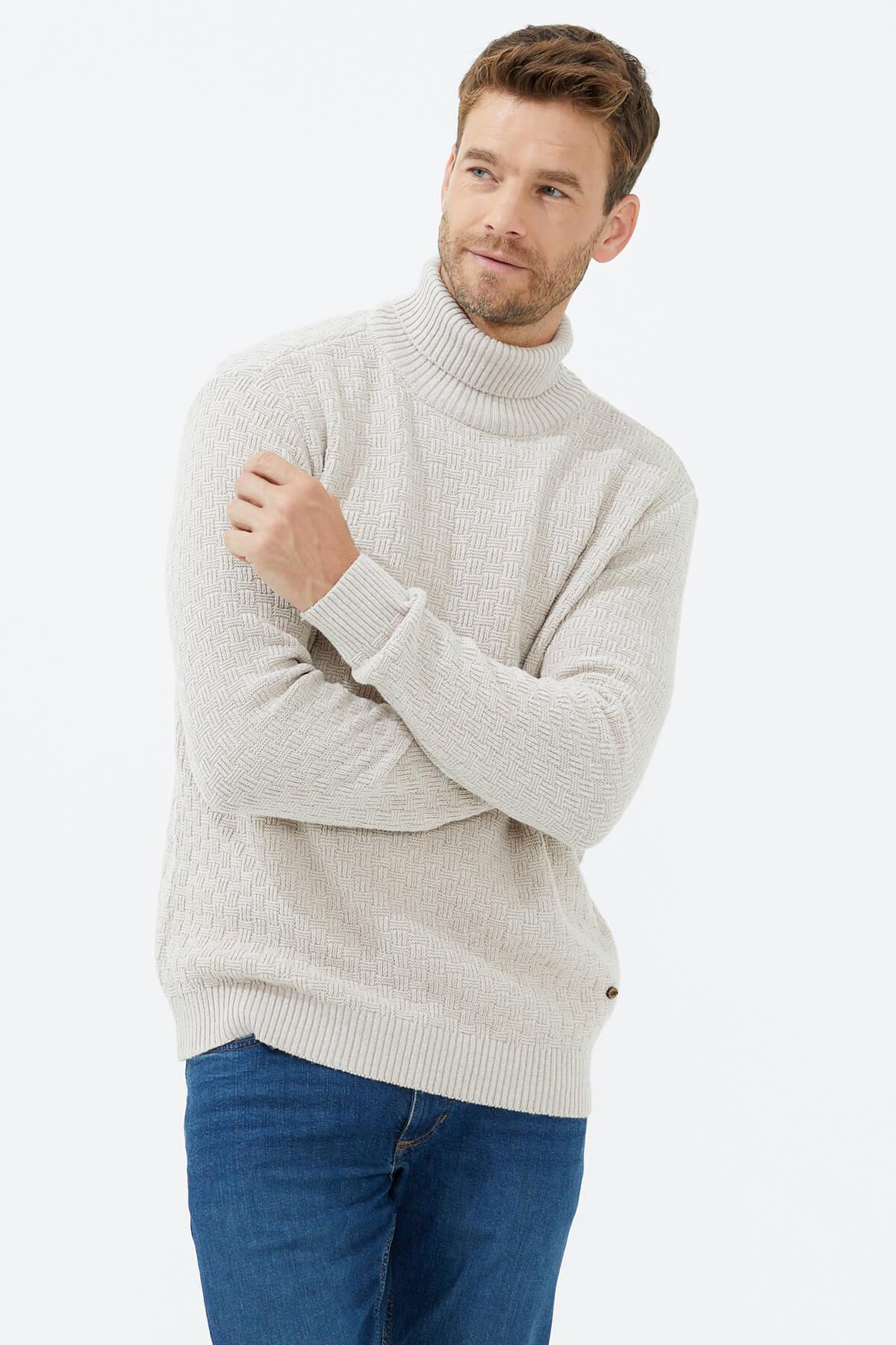 14280 Yünlü Tam Balıkçı Yaka Erkek Triko Kazak