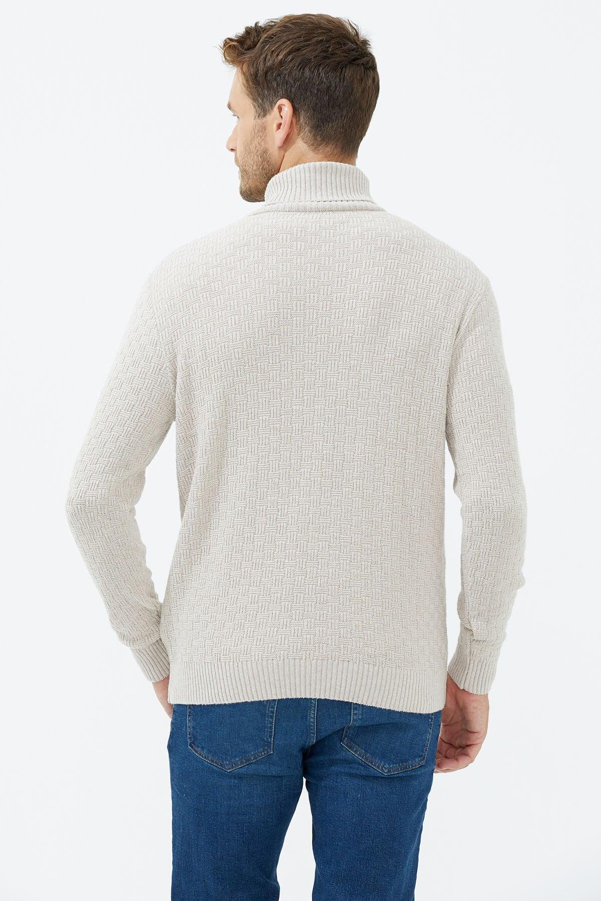 14280 Yünlü Tam Balıkçı Yaka Erkek Triko Kazak