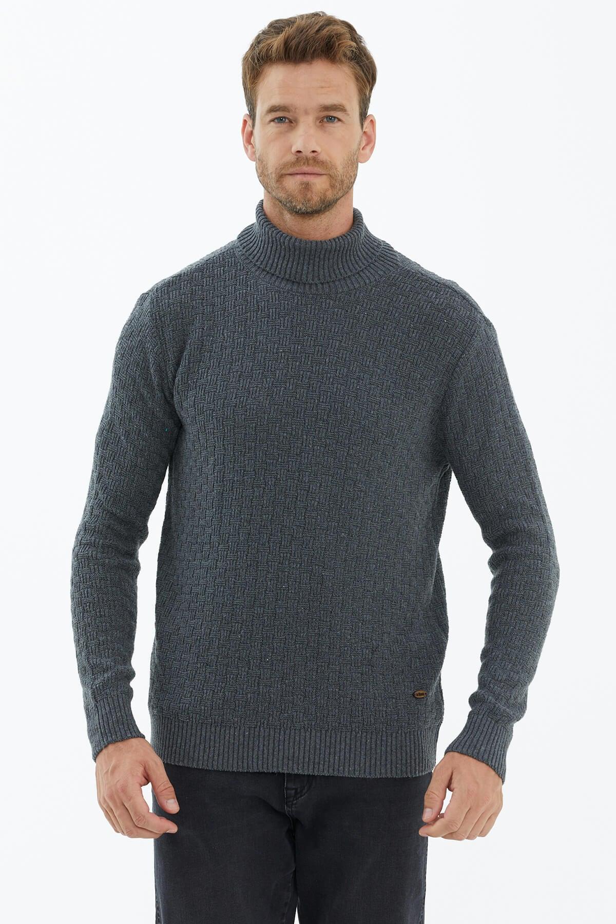 14280 Yünlü Tam Balıkçı Yaka Erkek Triko Kazak