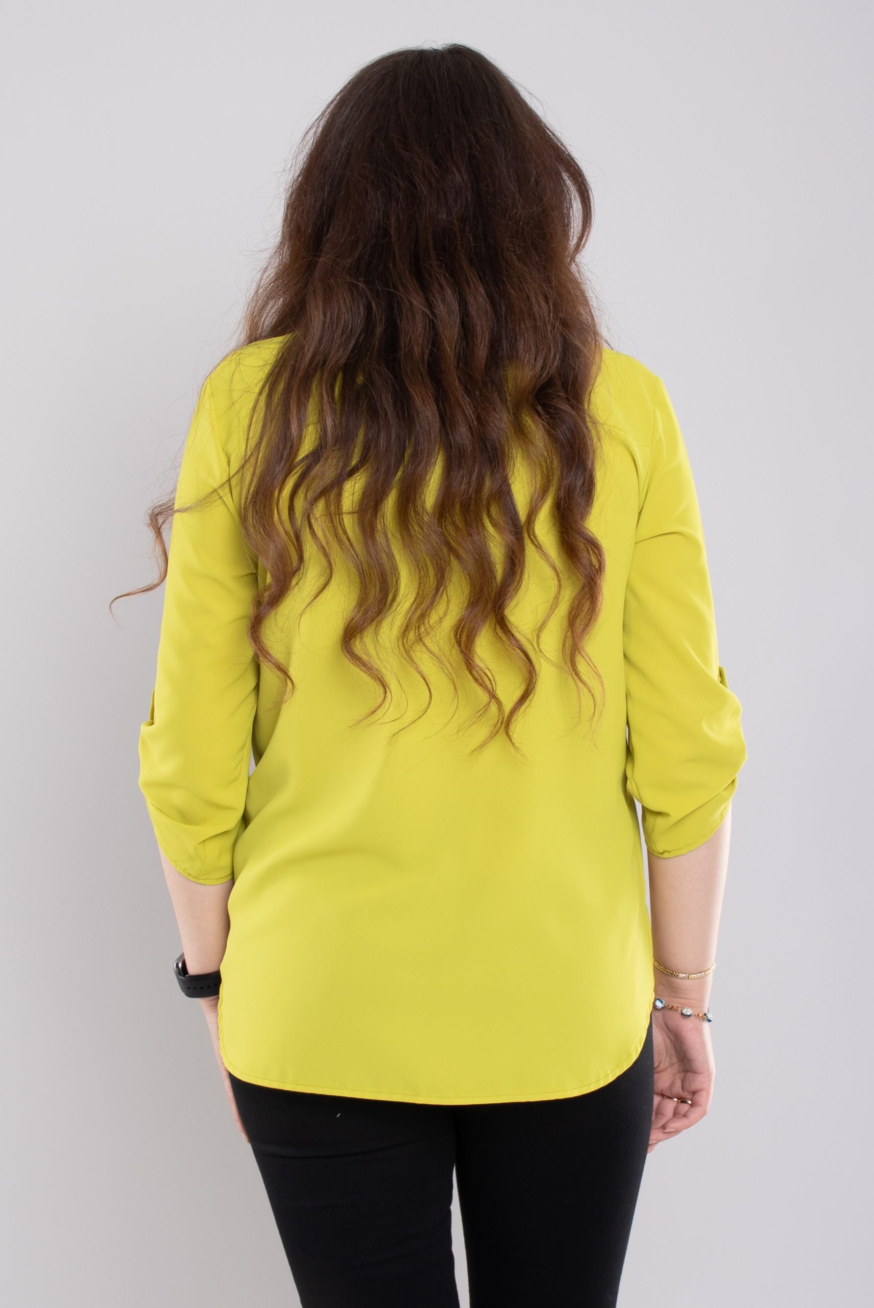 1608 Büyük Beden Cep Kapaklı Truvakar Kol Şifon Düğmeli Gömlek