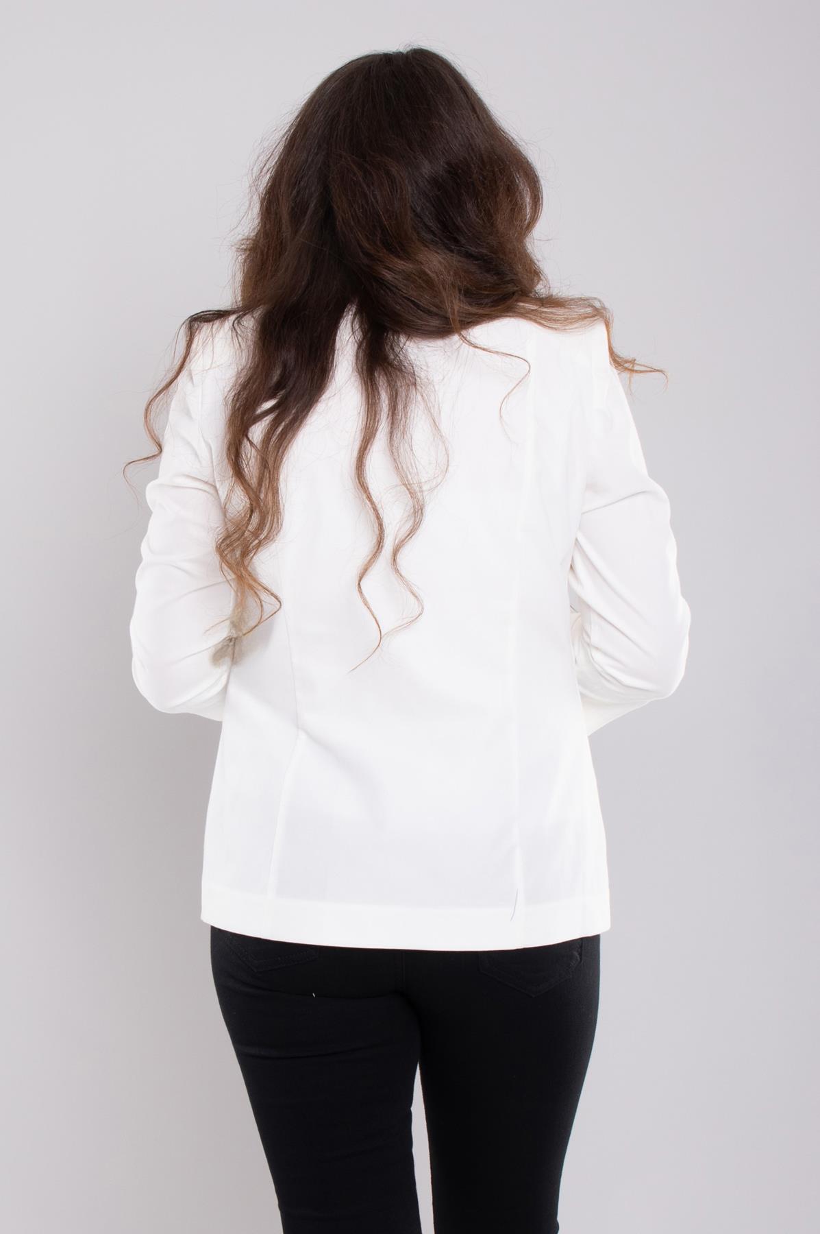 164 Büyük Beden Broşlu Kol Ucu Çizgili Cep Kapaklı Tek Düğme Pamuk Ceket