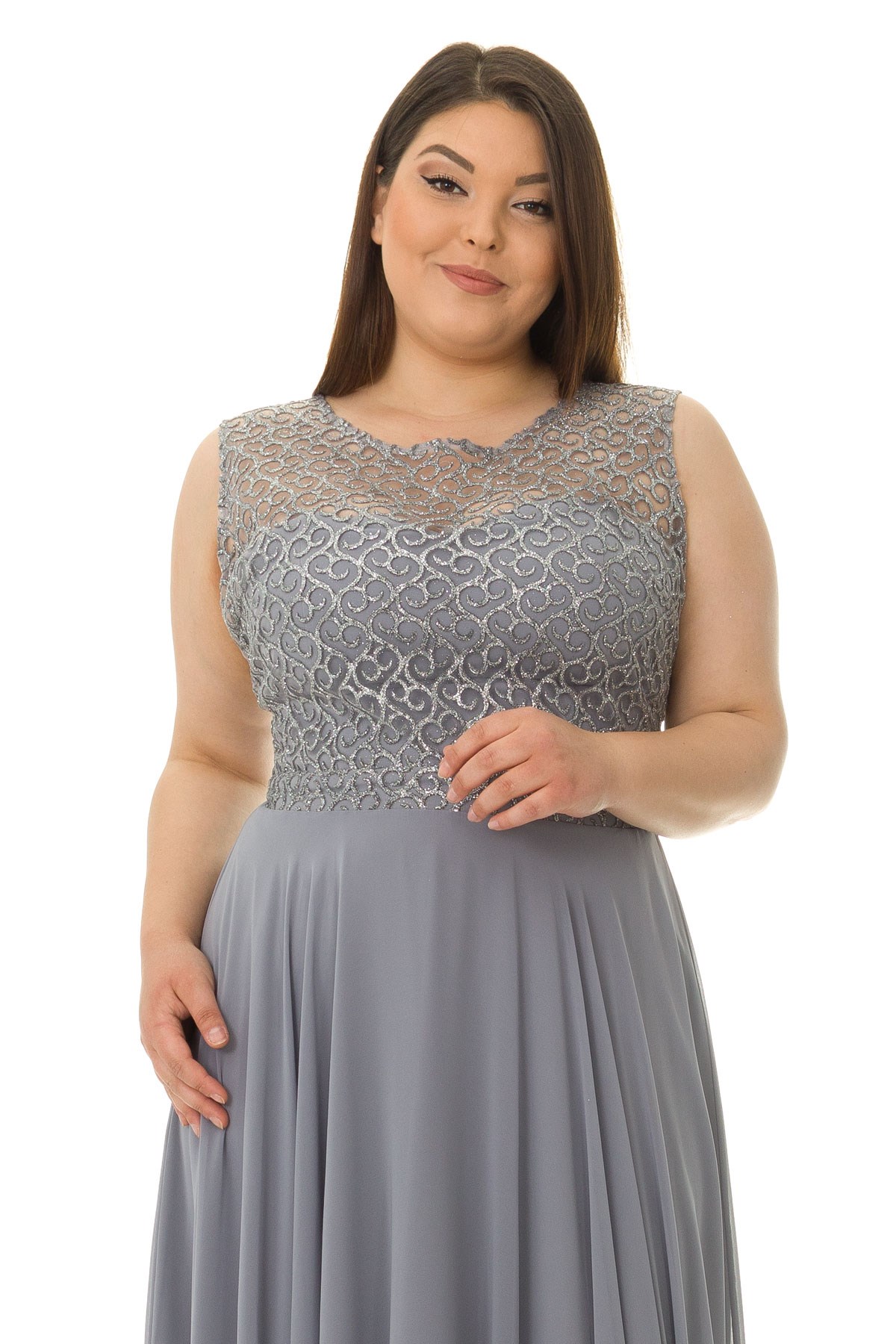 18108 BB SİMLİ DESENLİ UZUN ABİYE ELBİSE