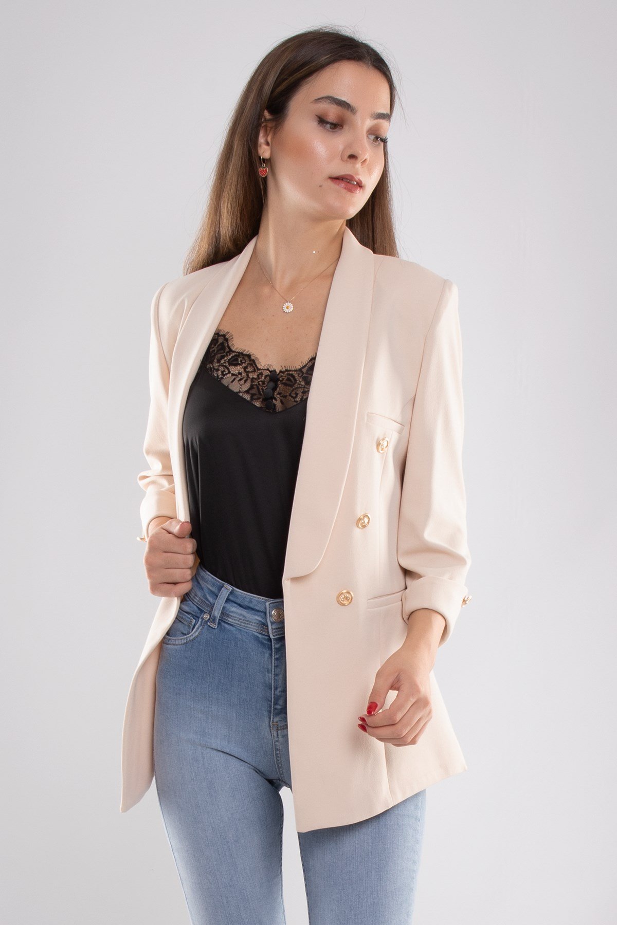 1825 Truvakar Kol Gold Düğmeli Blazer Ceket