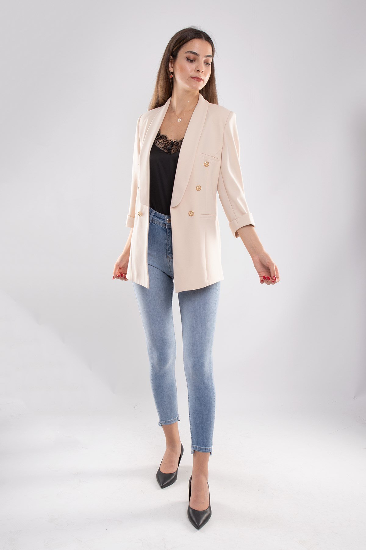 1825 Truvakar Kol Gold Düğmeli Blazer Ceket