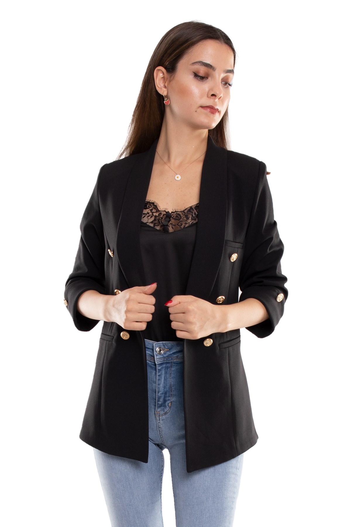 1825 Truvakar Kol Gold Düğmeli Blazer Ceket