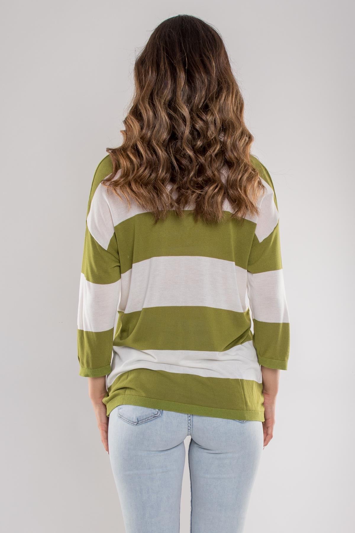 184 Kalın Çizgili Basic Triko Bluz