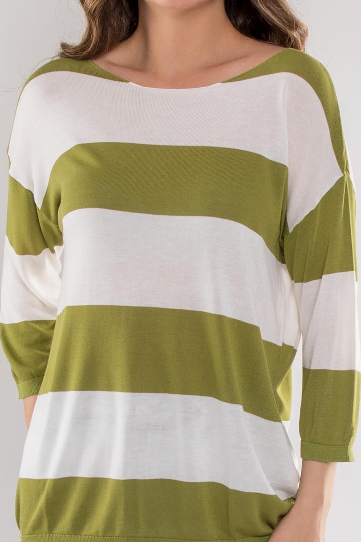 184 Kalın Çizgili Basic Triko Bluz