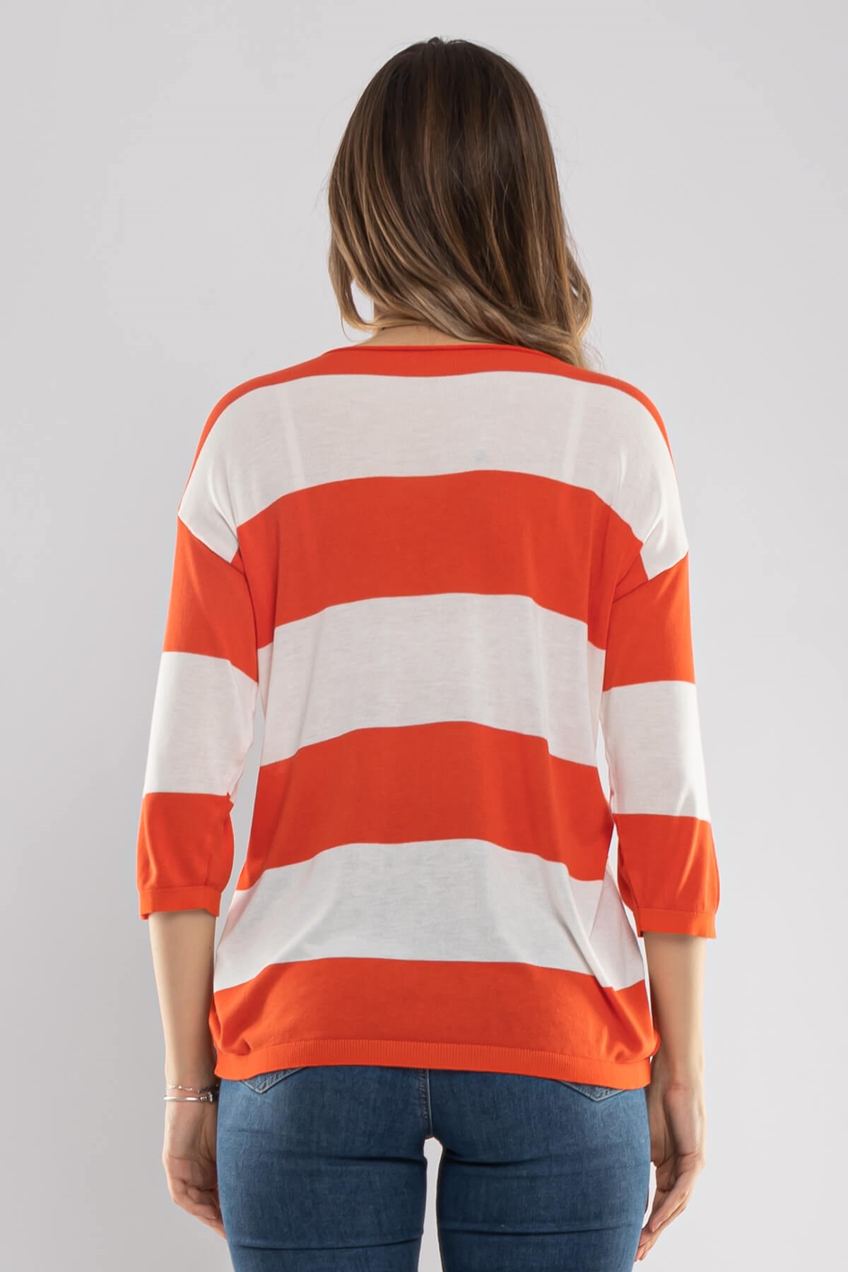 184 KB Kalın Çizgili Basic Triko Bluz