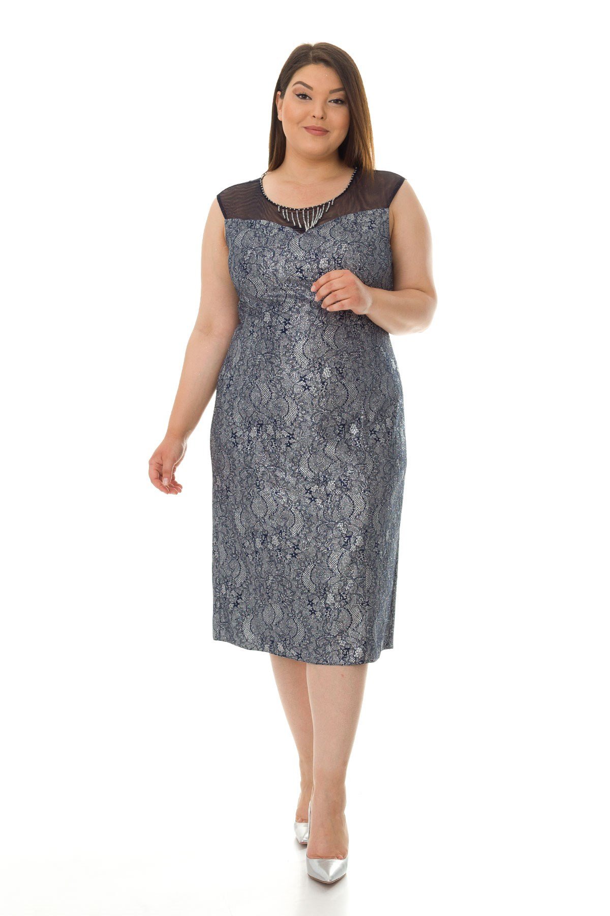 1917 BB KENDİNDEN DESENLİ KISA ABİYE ELBİSE